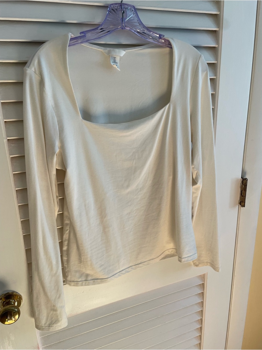 Classic Cream Long-Sleeve Scoop Neck Top H&M
